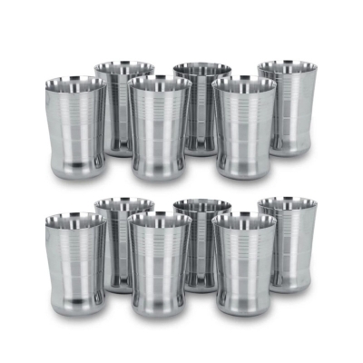Picture of 5 PCS Stainless Steel Glass Food Grade Steel | Rust Proof & Durable | Mirror Finish | Stackable Drinking Tumblers for Home, Kitchen, Office Silver 