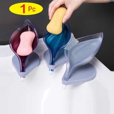 Picture of Leaf Soap Case Dish Holder With Drain shower Bathroom Soap saver Box Multicolor 