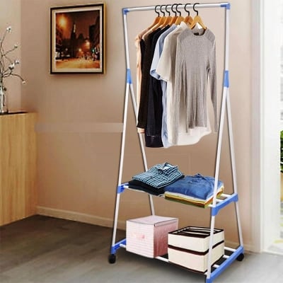 Picture of Movable Clothing Shelf Coat Rack Removable Bedroom Clothes Hanger Floor Stand Coat Rack Multi Function Hanger Portable Multicolor 