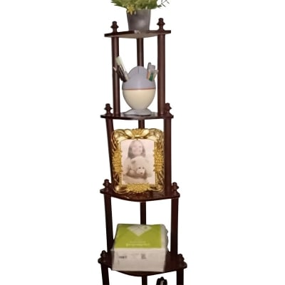 Picture of wooden corner stand rack flower stand Brown 