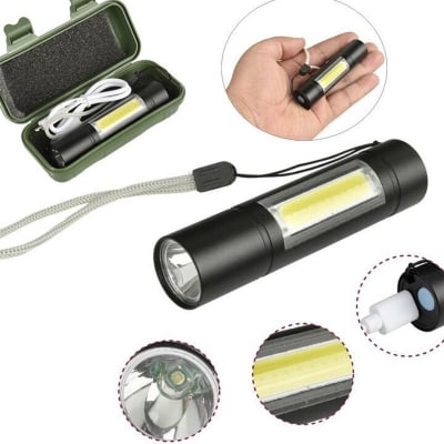 Picture of Electronic Lighter, LED Flashlight, USB Rechargeable Black Light, Waterproof, Small, Lightweight, Abrasion Resistant, Corrosion Resistant, Anti-Slip, Comfortable, Portable Night Work with Magnet Black 