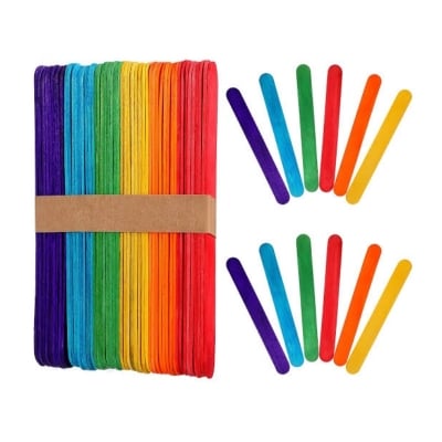 Picture of 50 Pcs Colored Craft Sticks 5 Inch Wood Popsicles for Kids' Art Multicolor 