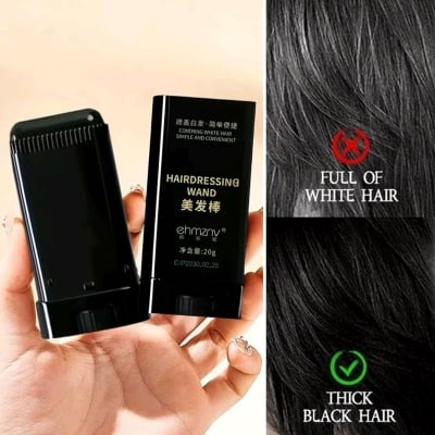 Picture of Portable Hair Dye Stick with Application Brush | Rotating Design, Beard Hair Dye Stick/Brush, Emergency Hair Dyeing, Long-lasting Waterproof and Sweatproof, Stylish Styling Tool Black 
