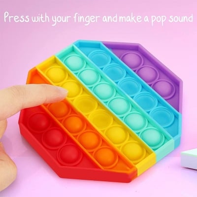 Picture of Fidget Toys Pop It(Rainbow Octagon) Fidget Pop Push Toy, Sensory Toys for Autism, Fidget Toys for Anxiety, Stress Relief Toys, Simple Dimple Fidget Toy Pops, Push Pop Bubble Fidget Sensory Toy Rainbow 