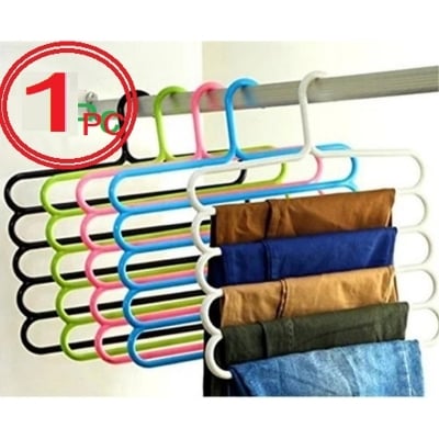 Picture of 1 Pcs Pant ties Clothes Hanger Plastic Hook Wardrobe Coat shirts Storage Organiser Rack space saving Multicolor 