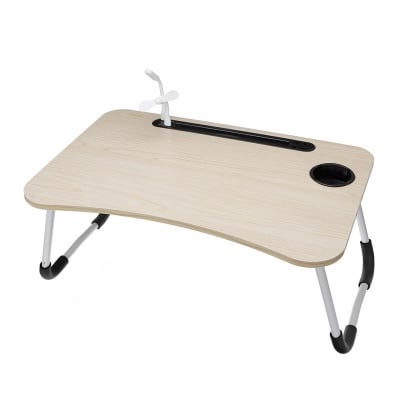 Picture of Foldable Bed table with USB Fan Light Built-in Slot Drawing Table Lap Writing Desk for Floor & Bed Multicolor 