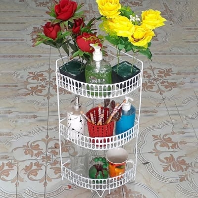Picture of Full metal Shelve Corner rack space saver for bathroom kitchen White 