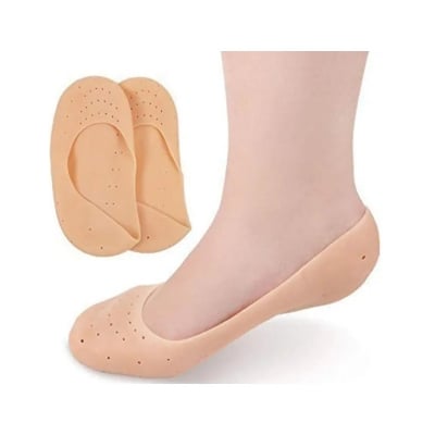 Picture of Anti Crack Full Length Silicone Foot Protector Moisturizing Socks for Foot-Care and Heel Cracks,socks for cracked feet,heel pad for heel pain,anti crack heelsocks moisturizing silicone gel Pink Int: One size