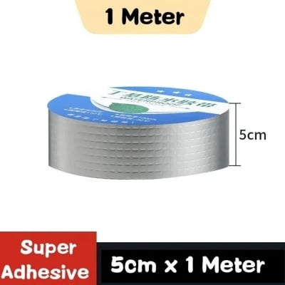 Picture of Leakage Repair Waterproof Tape for Pipe Leakage Roof Water Leakage Solution Aluminium Foil Tape Waterproof Adhesive Tape Sealing Butyl Rubber Tape for Surface Crack, Pipe Repair Silver 