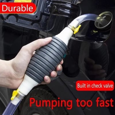 Picture of Manual Hand Pump Portable Fuel Transfer Pump Kit High Flow Rubber PVC Hose Siphon Tool for Petrol Diesel Water Oil Liquid Emergency Car Bike  
