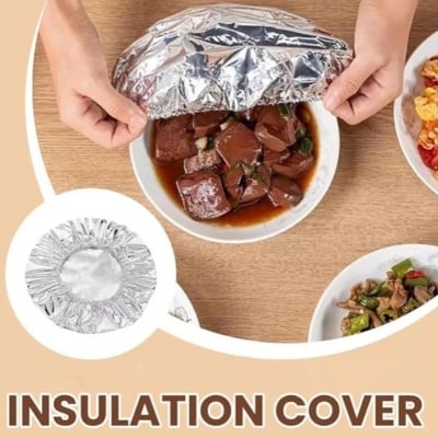 Picture of 5 pcs Aluminum Foil Film Insulation Cover, Aluminum Foil Food Covers for Kitchen, Kitchen Dining Cookware Silver 