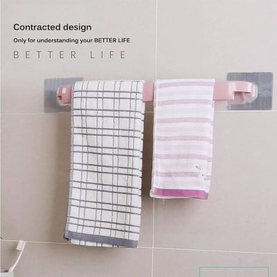 Picture of Wall Mounted Towel Rail Rack - Self-Adhesive, Punch-Free Plastic Towel Holder for Bathroom and Kitchen - Ideal Storage Solution Multicolor 