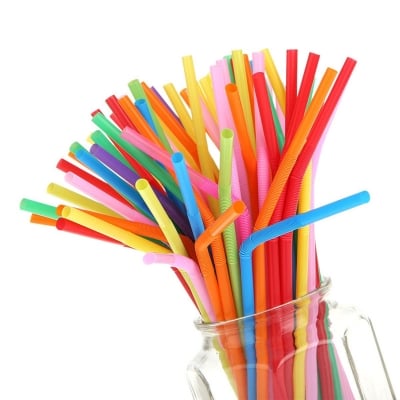 Picture of Straw Pack - Plastic Straws - Pack OF 25 Flexible Colorful - Multi color Straws Multicolor 