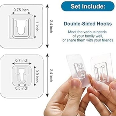 Picture of 5 Pair Self Adhesive Double Layer Wall Hooks, No Drill/Nail Double Sided Adhesive Wall  