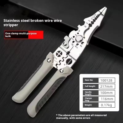 Picture of Multifunctional Wire Stripper, Electrical Wire Cutter for Wire Stripper,Multi-Function Hand Tool for Cutting,Stripping,Shearing Silver 