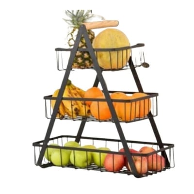 Picture of 3-Layer Countertop Fruit Basket Storage, Vegetable Rack Bread Display Stand for Kitchen, Black 