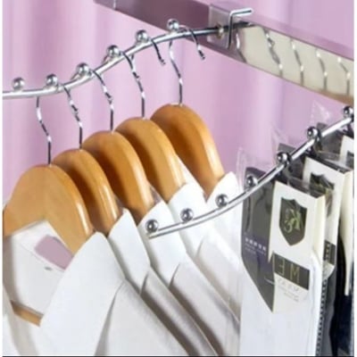 Picture of Cloth display hanger Dedside hook Hat Towel Coat Wall Decor Clothes Hangers Racks With 7 Hooks Storage Door Silver 