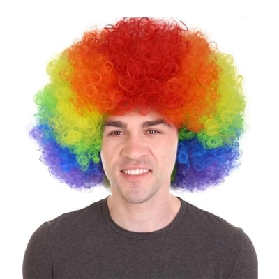 Picture of Fluffy Afro Synthetic Clown Wig for Men Women Cosplay Anime Party Christmas Halloween Fancy Funny Wigs Rainbow 