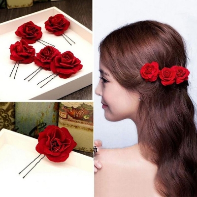 Picture of 2 pcs rose hair clip Red Int: One size