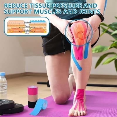 Picture of Kinesiology Tape - Kinesio Sports Cotton Elastic Adhesive Tape Muscle Pain Relief - Multicolor 