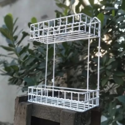 Picture of Wall mounted 2 Layer Hanging Kitchen bathroom Metal Rack bathroom organizer Drying Rack White 