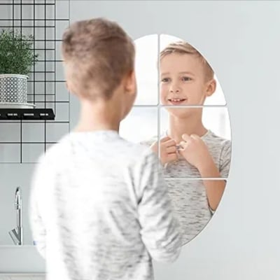Picture of 10/15=inches Adhesive Mirror Sticker For wall On Tiles Bathroom, Bedroom living room Basin Mirror,Bathroom Wall Mirror Stickers Unbreakable Wall Mirror  