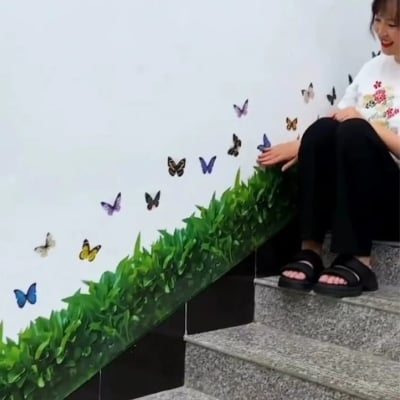 Picture of decorative wall sticker 3D green grass decorations sticker furniture stocker Green 