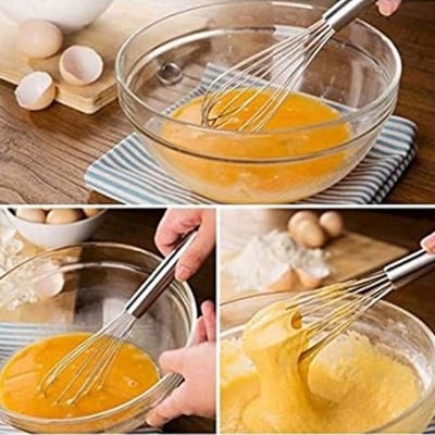 Picture of NEW 10 INCHES STAINLESS STEEL WIRE WHISK EGG BEATER MIXER BAKING UTENSIL Silver 