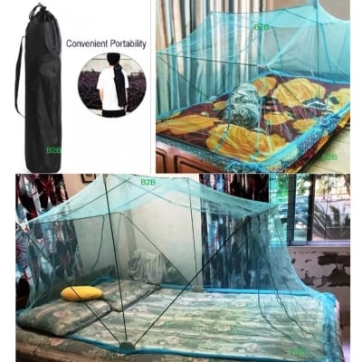 Picture of Single Bed Mosquito Net Foldable Metal Stand /Lazy adult mosquito net 3.5/6.5 fit Blue 