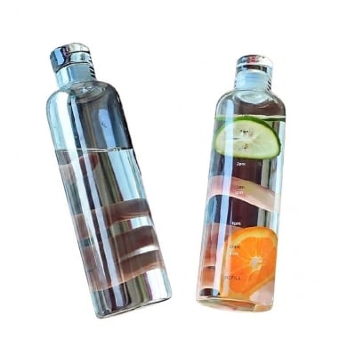Picture of Time Scale Printed 1 pcs Clear Water Bottle | 500ml Reusable Leak Proof Airtight Lid High Quality Plastic Water Bottle | Used for Sports, Gym, Fitness  