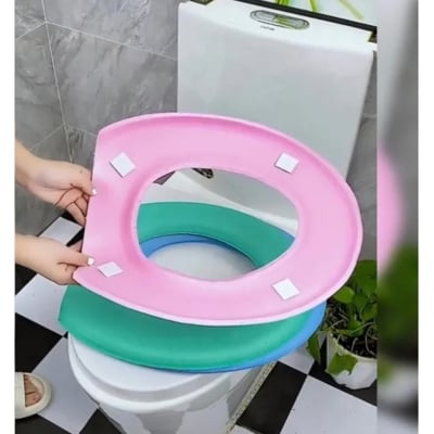 Picture of 2 PCS Foam Toilet Cover Washable Sticker Waterproof Bathroom Toilet Seat Reusable Silicone Four Seasons Household Toilet Multicolor 2pcs 