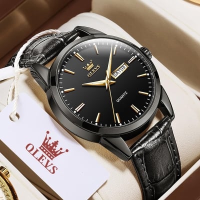 Picture of Olevs 6898 Top Brand Quartz Men Leather Strap Fashion Watch Date Watch Watch For Men -White