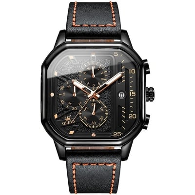 Picture of Inspired by Square Skeleton Quartz Watch For Men-Gold