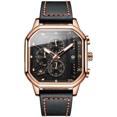 Picture of Inspired by Square Skeleton Quartz Watch For Men-Gold