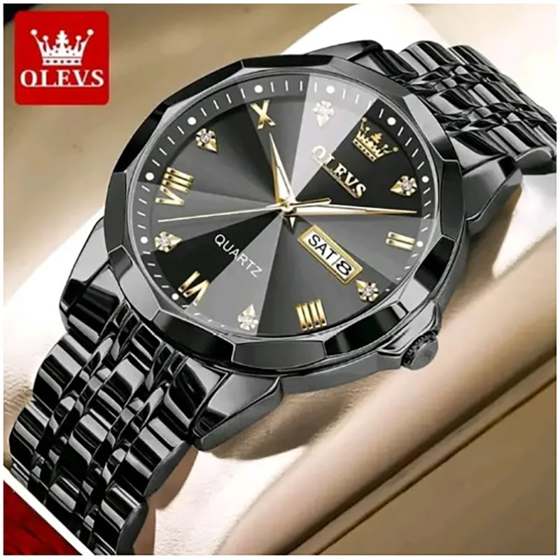 Picture of COPY Olevs 9931 New Business Quartz Watch For Men Luxury Diamond Dial Waterproof Stainless Steel Strap Men Wristwatch -Two tone
