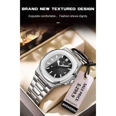 Picture of Inspired by podeghar 613 Luxury Watch Business Waterproof Male Clock Luminous Date Stainless Steel Square Quartz Men Watch