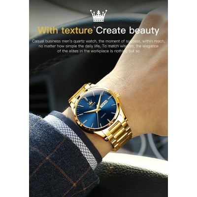 Picture of Inspired by OLEVS Fashion Men's Watch Business Classic Stainless Steel Strap Quartz Waterproof Watch For Men - 6898