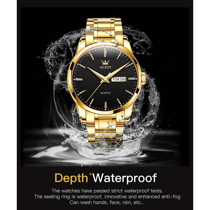 Picture of Inspired by OLEVS Fashion Men's Watch Business Classic Stainless Steel Strap Quartz Waterproof Watch For Men - 6898