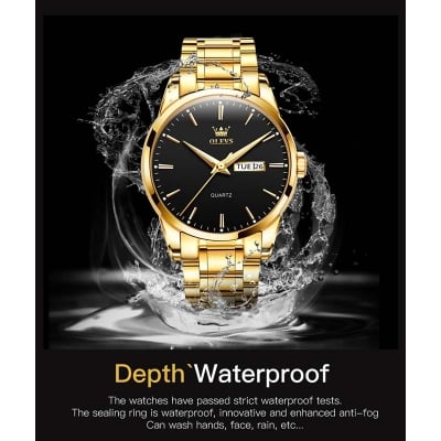 Picture of Inspired by OLEVS Fashion Men's Watch Business Classic Stainless Steel Strap Quartz Waterproof Watch For Men - 6898