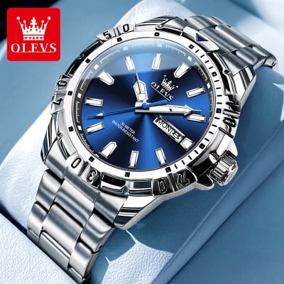 Picture of Inspired by olevs - Classic and waterproof watch for men, stainless steel, luminous, week, diving type, original, top brand, fashionable