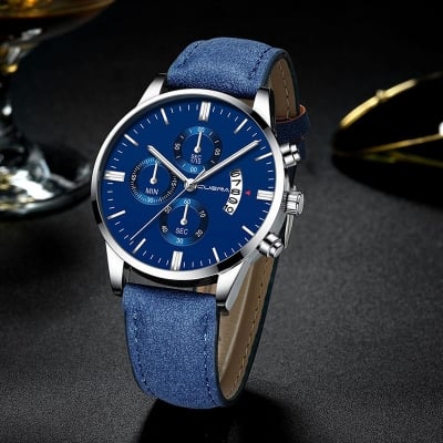 Picture of 2022 relogio masculino watches men Fashion Sport Stainless Steel Case Leather Band watch Quartz Business Wristwatch reloj hombre