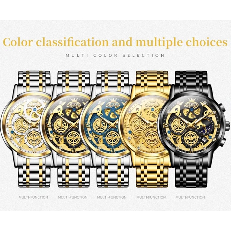 Picture of Inspired by olevs 9947 Top Luxury Brand Chronograph Stainless Steel Wristwatch For Men - Watch