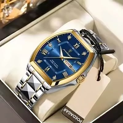 Picture of Inspired by podeghar new square os -Men's Watch, Quartz, Gold, Classic, Water Sports, Luminous, Waterproof, New Collection 5528