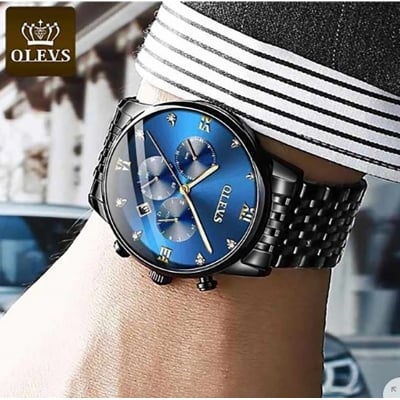 Picture of Inspired by olevs 2867 BLACK STAINLESS STEEL CHRONOGRAPH WRIST WATCH FOR MEN - BLACK