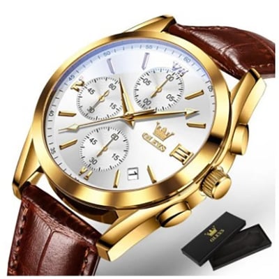 Picture of Inspired by olevs 2890 Sport Multi-function Men Wristwatches, PU Strap Waterproof Quartz Watch For Men Luminous Chronograph Little Needle