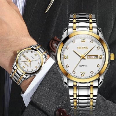 Picture of Inspired by Olevs  Mens Watches with Auto Date Fashion Business Waterproof Luminous Hand Stainless Steel Quartz Wristwatch Gifts for Men