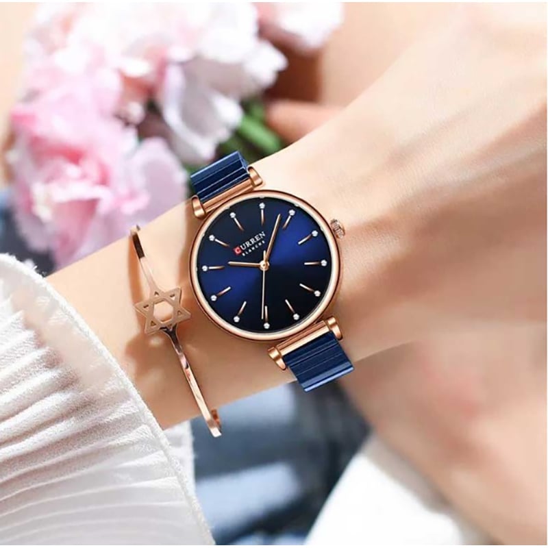 Picture of Inspired by pati chain  Watches for Women Top Brand Luxury Blue Thin Quartz Watches with Stainless Steel Strap Simple Girl Clock