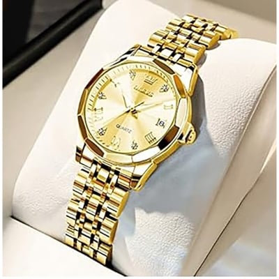 Picture of Inspired by olevs Oli-vs 9931 new luxury fashion waterproof stainless steel imported quartz movement Ladies watch- White Gold