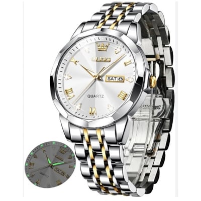 Picture of Olevs 9931 new luxury fashion stainless steel imported quartz movement wrist-watch for men - Watch White- -White