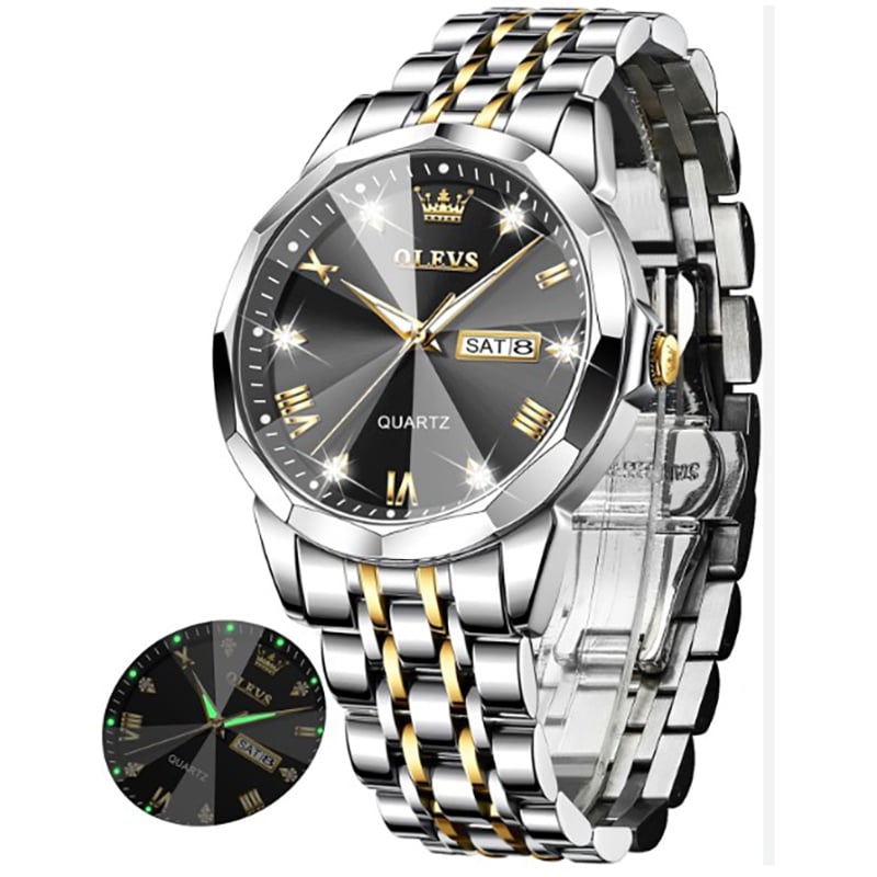 Picture of men Oli-vs 9931 New Business Quartz Watch For Men Dual Calendar Luxury Diamond Dial Waterproof Stainless Steel Strap Men Wristwatch - ঘড়ি